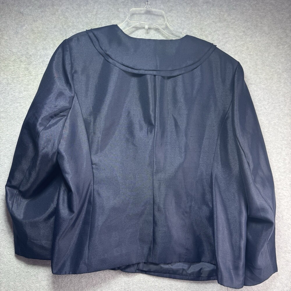 Danilo Women's 24W Blazer Jacket Silk Navy Blue Rhinestones Flower Formal $220 - Picture 3 of 6
